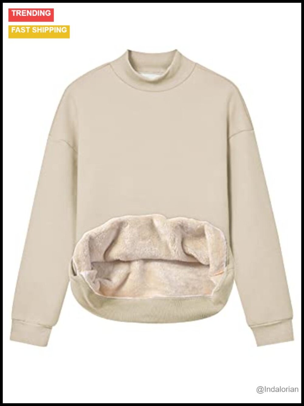 Mockneck Fleece Sherpa Lined Pullover Sweatshirt